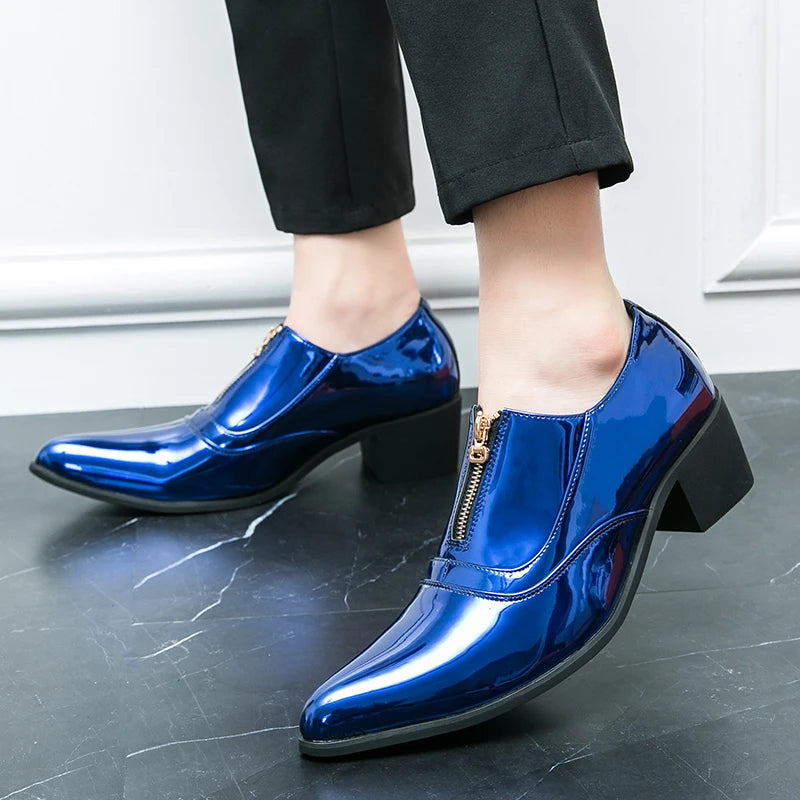 New Men's Wedding Dress Patent Leather Shoes Male Gold Blue Red Prom Punk Rock Homecoming Party Oxfords Footwear Zapatos Hombre