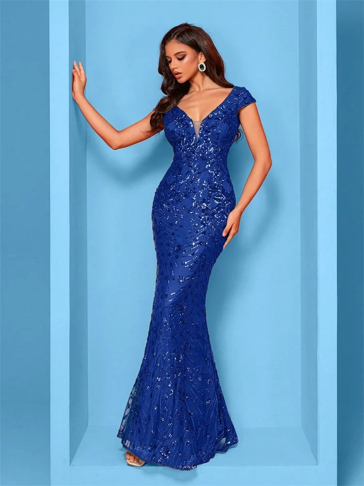 Lucyinlove Elegant Champagne Evening Dress For Women Long 2025 Luxury Mermaid Formal Sequins Prom Wedding Party Cocktail Dresses