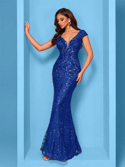 Lucyinlove Elegant Champagne Evening Dress For Women Long 2025 Luxury Mermaid Formal Sequins Prom Wedding Party Cocktail Dresses