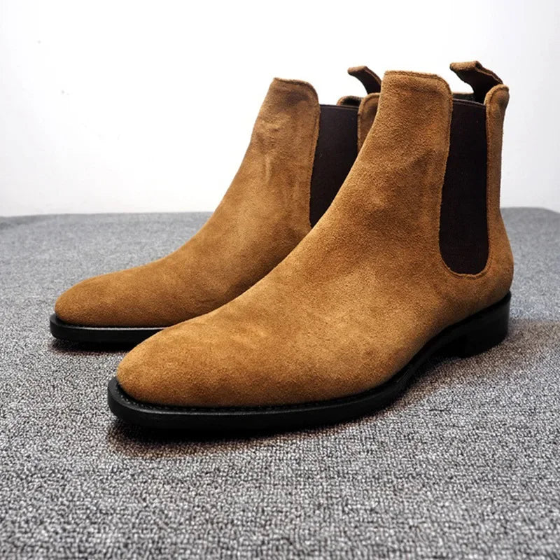 Designer Men Chelsea Boots Luxury Velvet Men's Ankle Boots High Quality Suede Leather Shoes for Men Dress Boots Botas de Hombre
