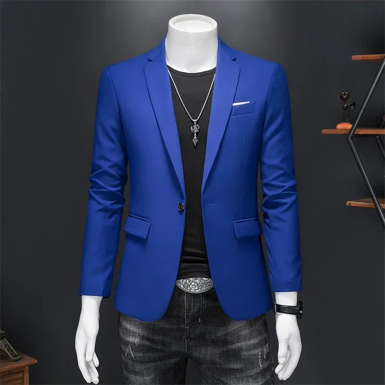 Boutique Fashion Suit Men's Slim Groom Wedding Suit Jacket Business Office Suit Casual Solid Color Suit Jacket