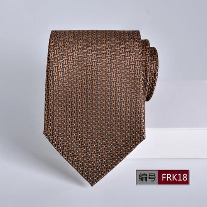 Brown Tie For Men Classic Style 8CM Tie Striped Jacquard Ties Wine Red Wedding Gravatas Formal Business Neckties Gifts For Men