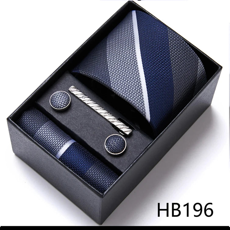 Top Quality 7.5 cm Business Ties Hanky Cufflink Set Tie Clips Green Necktie Corbatas For Men Wedding In Gift Box Gravatas