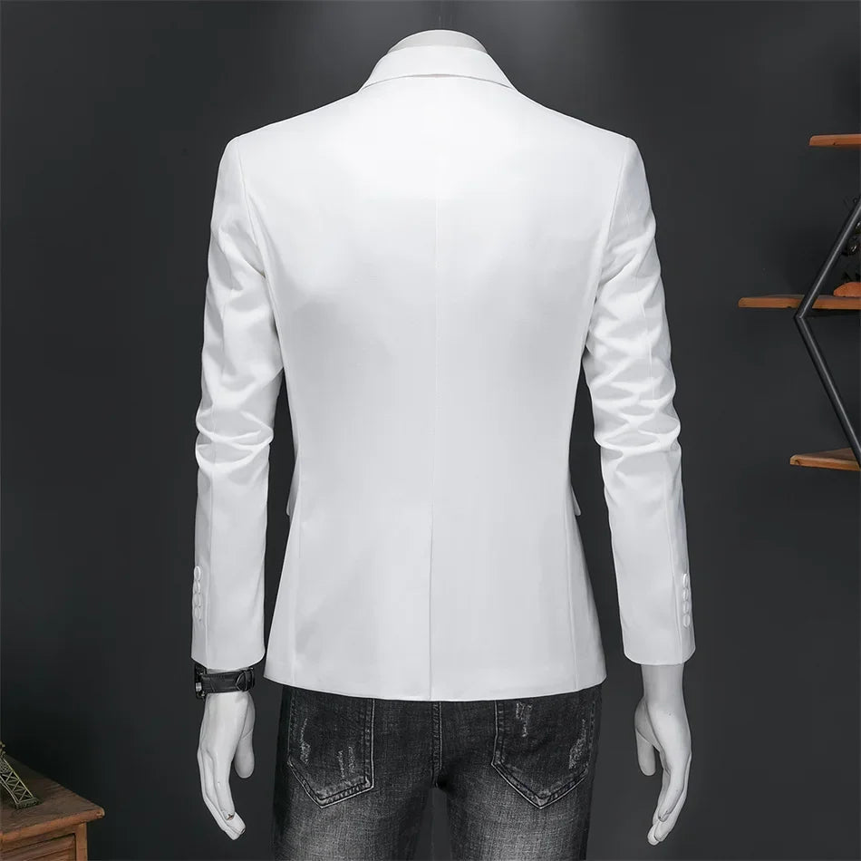 Boutique Fashion Suit Men's Slim Groom Wedding Suit Jacket Business Office Suit Casual Solid Color Suit Jacket