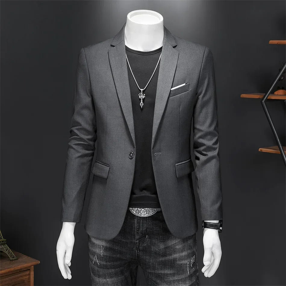 Boutique Fashion Suit Men's Slim Groom Wedding Suit Jacket Business Office Suit Casual Solid Color Suit Jacket