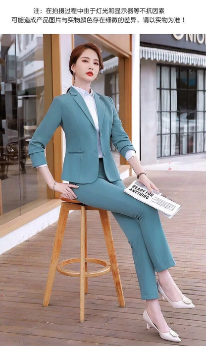 Women Spring Autumn New Fashion Professional Suit Matching Set Korean Elegant Casual Blazer Coat Pants Two-piece Female Clothing