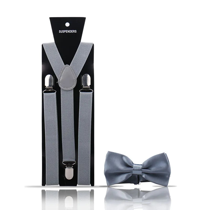 Elegant Fashion Adult Men's Suspenders And Bow Tie Two Pcs Set Harness Man For Pants Gentleman Suit Accessories Wedding Business