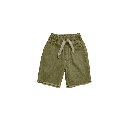 AP 2025 SS washed green denim Fringe collection boys girls fashion cotton jeans dress shirt skirt family clothing