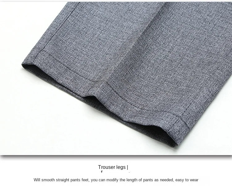 Spring Summer Suit Trousers For Men Straight flat linen Black Suit Pants Men Business Formal  Dress Pants Men Big Size 28-44 46