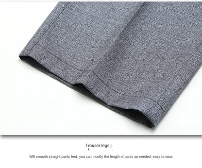 Spring Summer Suit Trousers For Men Straight flat linen Black Suit Pants Men Business Formal  Dress Pants Men Big Size 28-44 46