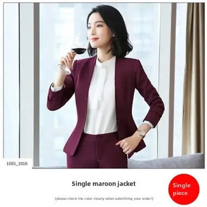 Elegant Red Western-style Suit Jacket For Women Fashionable Professional Attire For Hosting Events Job Interviews