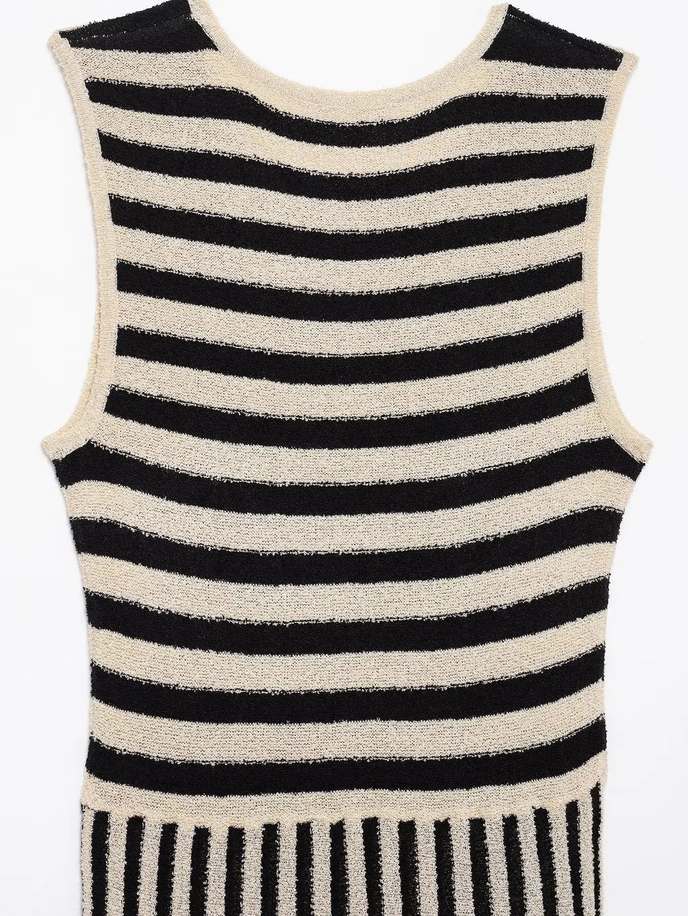 Spring Summer Women Casual Dress Striped Print Dress Round Neck Sleeveless Elastic Office Ladies Dresses Female Long Robe