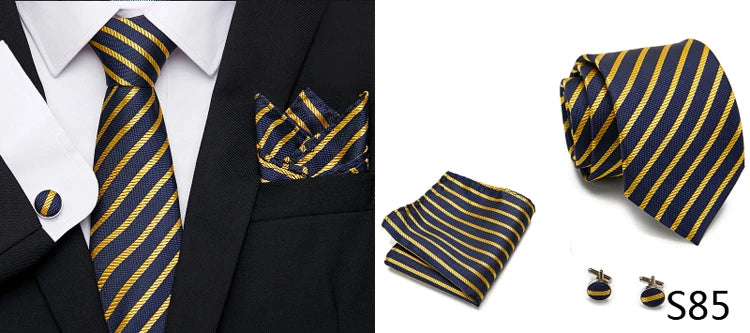 Hot Sale Holiday Gift Tie Pocket Squares Cufflink Set Necktie Dot Man Dark Grey Wedding Accessories Performance