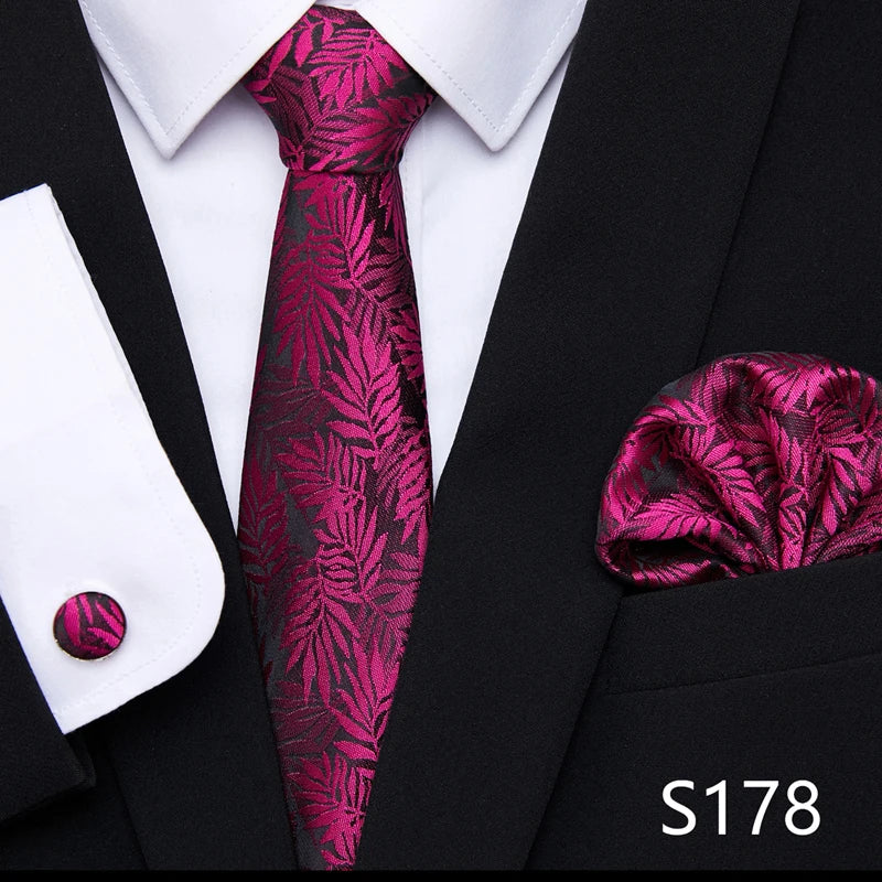 Hot Sale Holiday Gift Tie Pocket Squares Cufflink Set Necktie Dot Man Dark Grey Wedding Accessories Performance
