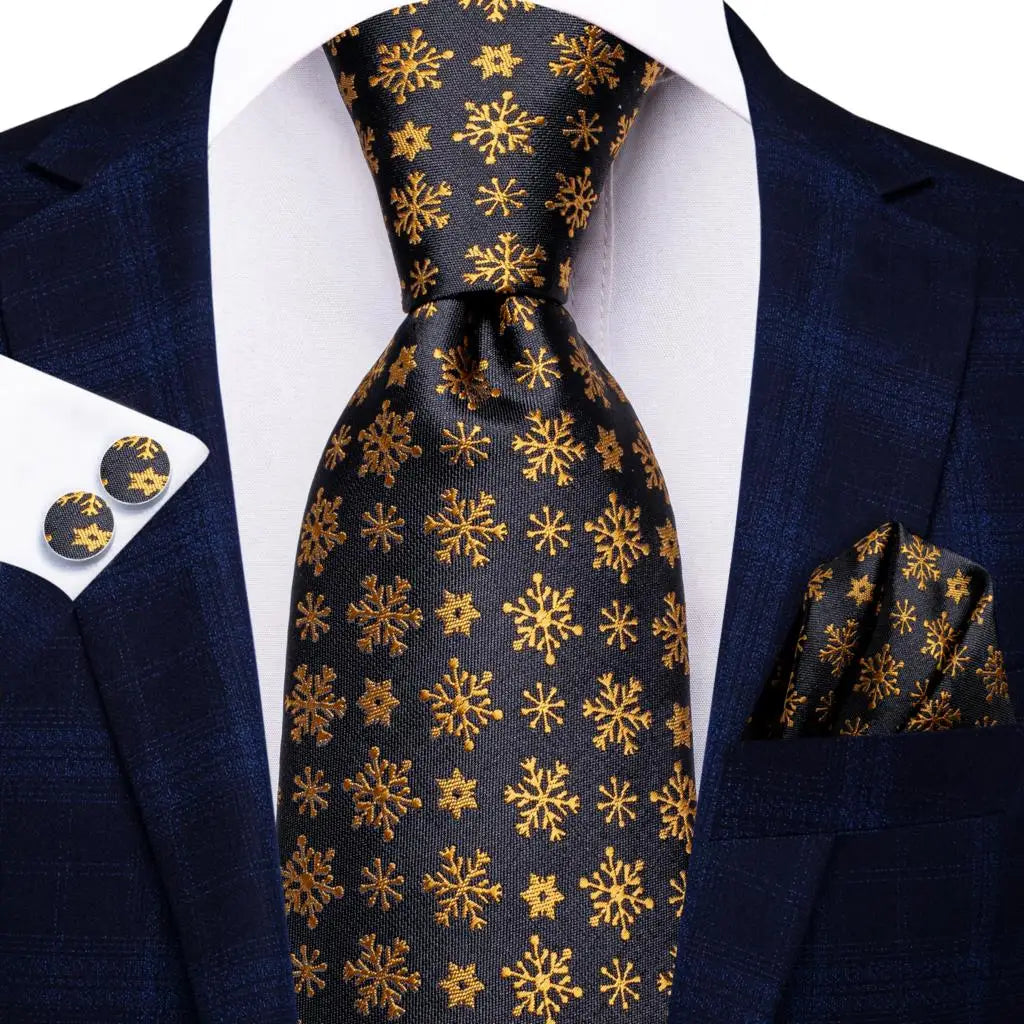 Hi-Tie Psialey Black Gold Silk Elegant Tie For Men Groom Wedding Men Necktie Pocket Square Cufflink Accessory Wholesale Designer