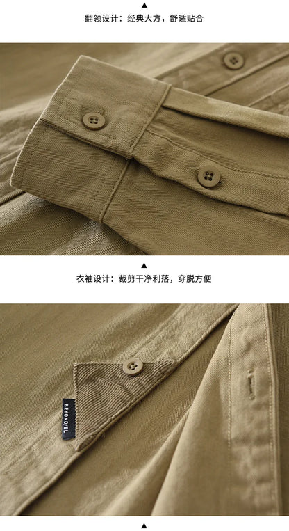 2025 New Spring Japan Workwear Long Sleeve Shirts 100% Cotton Fashion Versatile Artistic Casual Loose Tops Men Drop Shipping