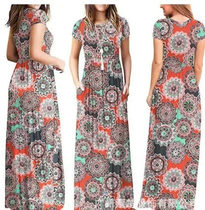 Spring Summer Boho Long Dress for Women Casual baratos Floral Fashion Print Clothing Elegantes Evening Dresses Vestidos de Mujer