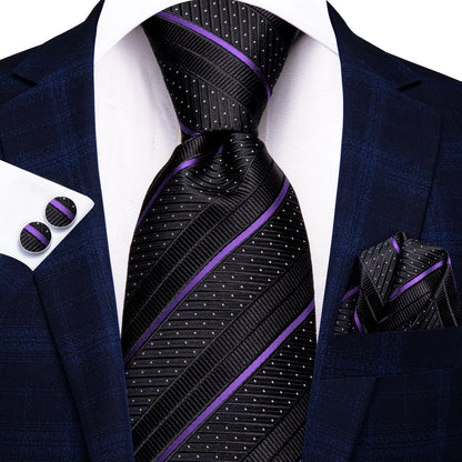 Hi-Tie Psialey Black Gold Silk Elegant Tie For Men Groom Wedding Men Necktie Pocket Square Cufflink Accessory Wholesale Designer