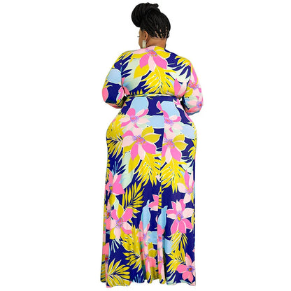 XL-5XL Plus Size Clothes Dresses Women Robes Summer Spring Long Sleeve Street Style Casual 3XL 4XL Big Size Maxi Dress Oversize