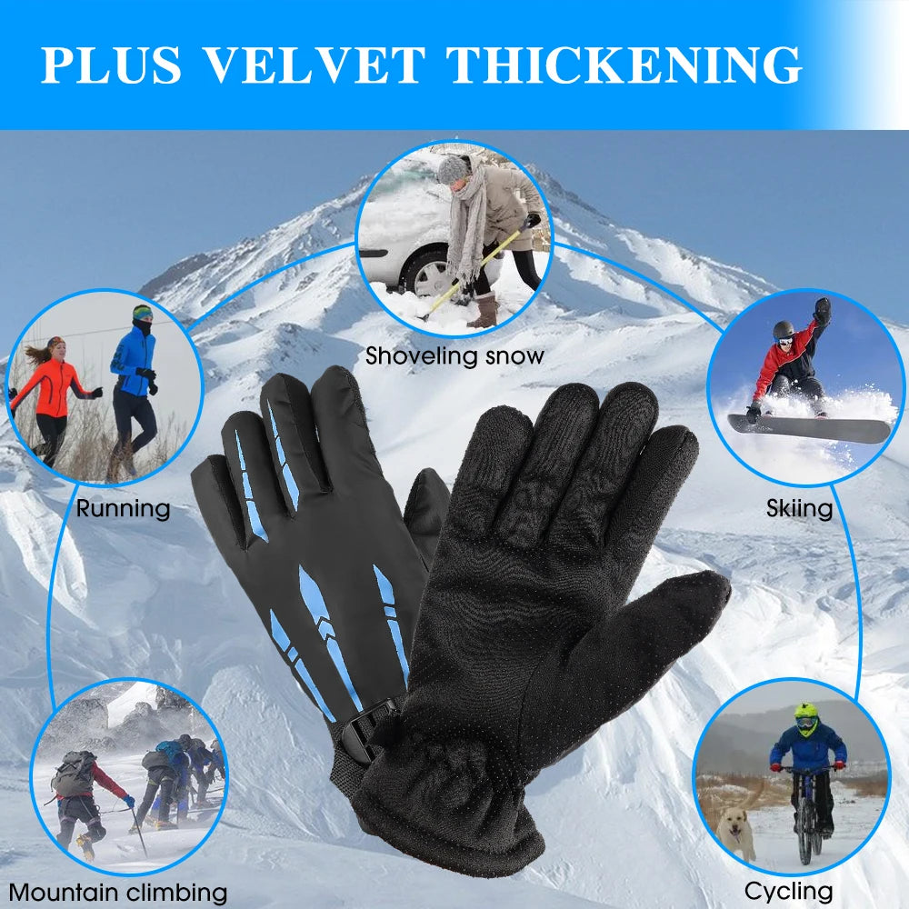 Thicken Winter Cycling Gloves Men Outdoor Waterproof Skiing Riding Motorcycle Warm Mitten Non-slip Glove Thermal Sport Mittens