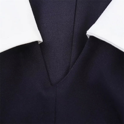Women's Dresses New Summer 2025 Sailor Suit Style Wide Pleated Cropped Dress Fashionable Color-Blocking Sexy Cute Personality