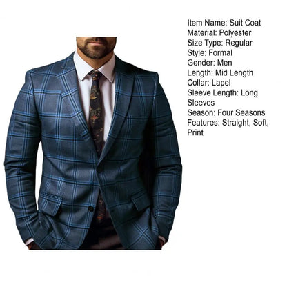British Style Men Plaid Fashion High End Slim Wedding Banquet Slim Prom Tuxedo Classic British Style Mens Business coat 1 PC