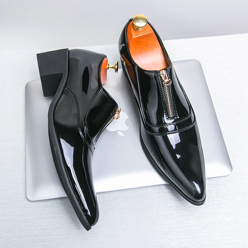 New Men's Wedding Dress Patent Leather Shoes Male Gold Blue Red Prom Punk Rock Homecoming Party Oxfords Footwear Zapatos Hombre