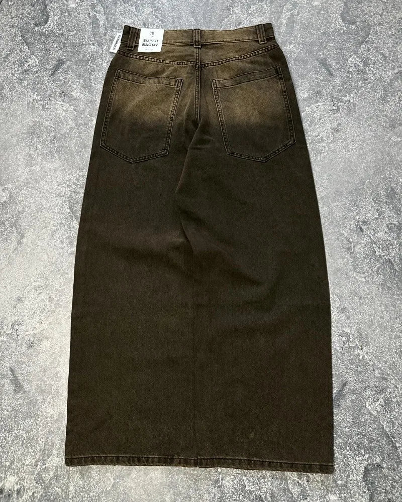 Y2K Harajuku New Fashion Washed Solid Color Baggy Jans Women Retro Hip Hop Casual Street Gothic Joker High Waist Wide Leg Pants