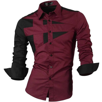 Jeansian Men's Casual Dress shirt 3D simple all-match printed long-sleeved fashion hip-hop neutral clothing