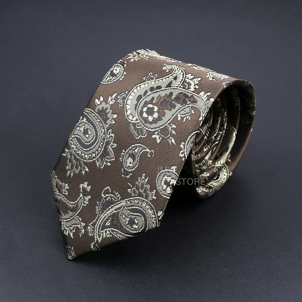 New Design Wedding Men Tie Grey Brown Green Paisley Flower Neckties Men Business Dropshipping Groom Collar Accessories Gift