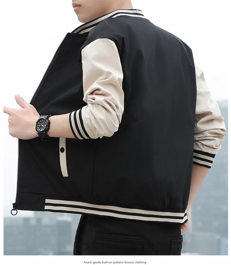 SUPUSCREAT Spring Autumn Men Baseball Jacket Stand Collar Korean Style Casual Jackets And Coats Male Slim Fit Bomber Jacket 5XL