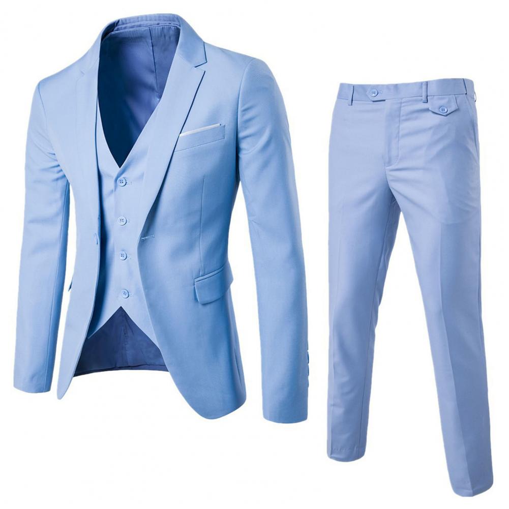 Luxury 2 piece men's wedding suit fashion men's slim solid color business office suit sets large size men Blazer+ pants