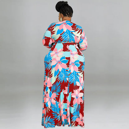 XL-5XL Plus Size Clothes Dresses Women Robes Summer Spring Long Sleeve Street Style Casual 3XL 4XL Big Size Maxi Dress Oversize