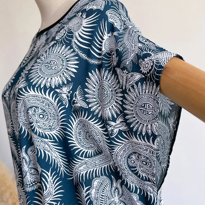 New Spring and Summer Dresses For Women Elegant Printed Silk Muslim Lady Kaftan Beach Sun Protection Seaside Holiday Dress