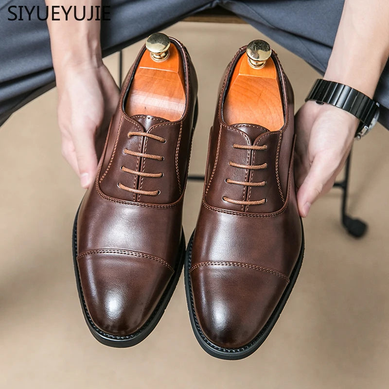 New Men Dress Shoes Luxury Brand Business Leather Shoes for Mens Comfortable Pointed Social Shoe Male Black Casual Wedding Shoes