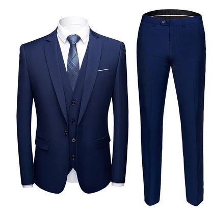 Elegant Suits For Men Wedding 3 Pieces 2 Set Luxury Fashion Classic Full Jackets Vest Pants Blazers Outfit 2024 Formal Costume