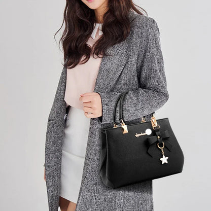 Elegant Women Messenger Bags With Flower Pendant Office Ladies Totes Pure Handbag For Female Crossbody Shoulder Bags