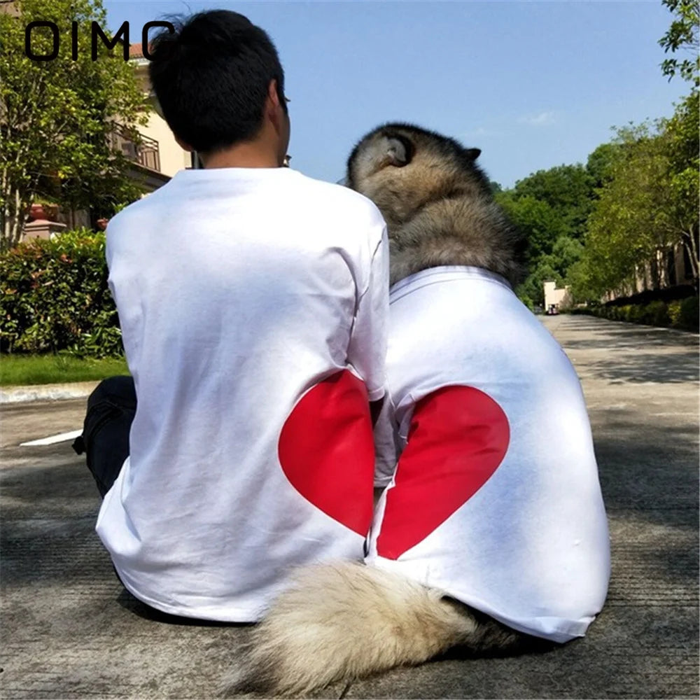 OIMG Pet Couple Parent Child Medium Large Dogs Love T-shirt Teddy Alaska Golden Retriever Dog And Owner Matching Outfits