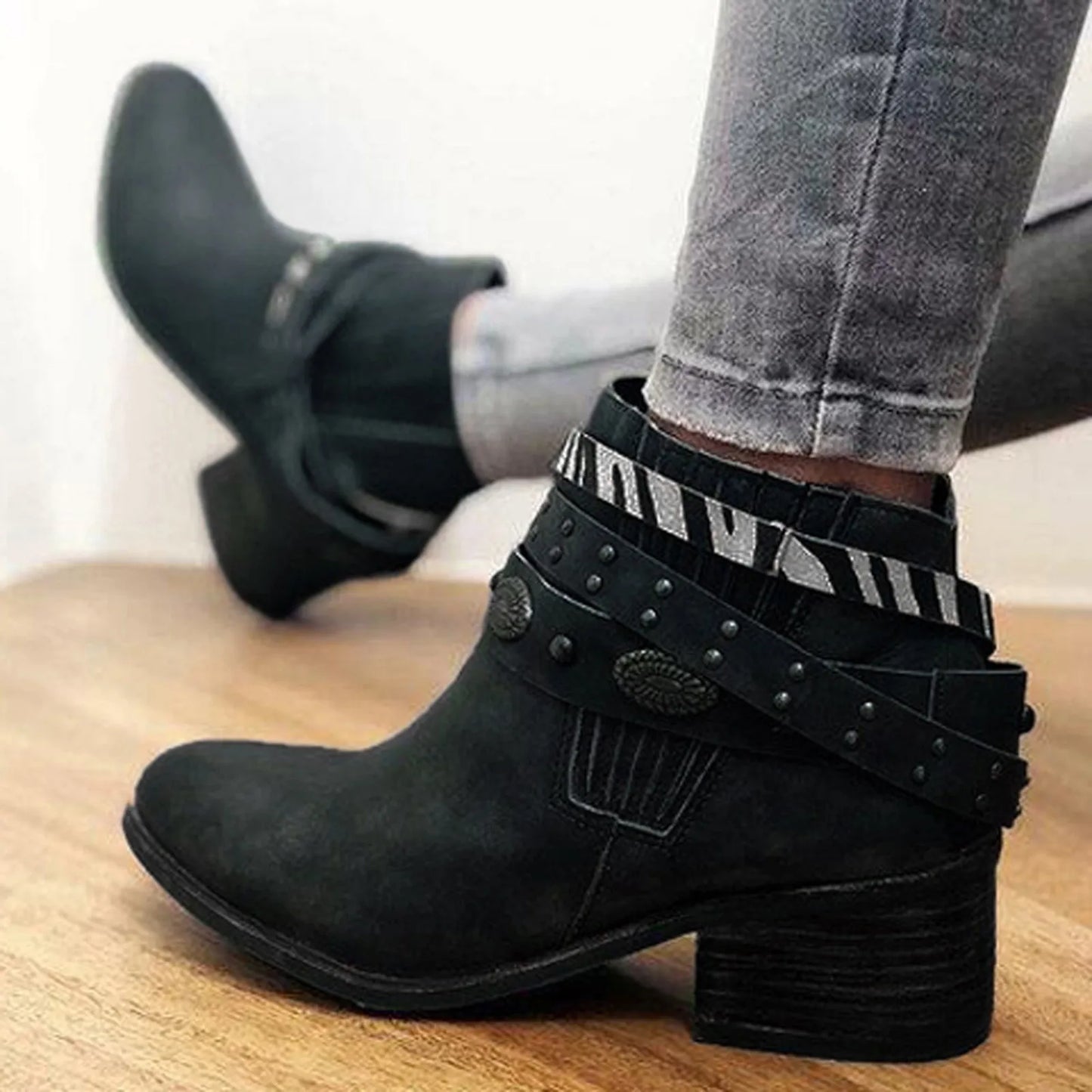 Zip Vintage Squared Round Fashion Up Winter Boots Heel Women'S Toe Women'S Boots Summer Boots For Women Booties