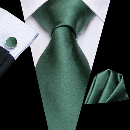 Hi-Tie Sage Green Pink Blue Solid Silk Wedding Tie For Men Handky Cufflink Mens Necktie Set Fashion Designer Business Party