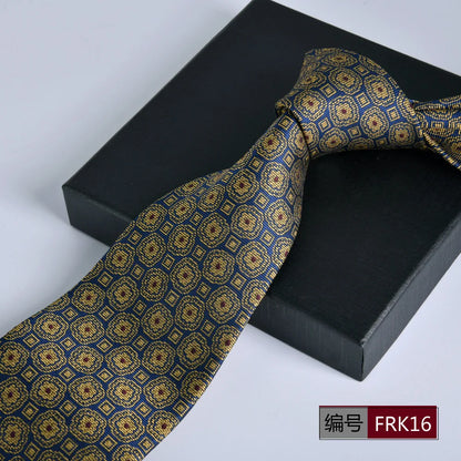 Brown Tie For Men Classic Style 8CM Tie Striped Jacquard Ties Wine Red Wedding Gravatas Formal Business Neckties Gifts For Men