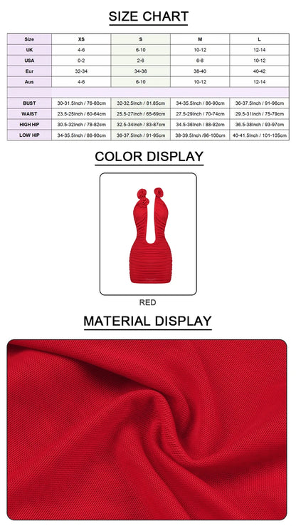 VC Evening Dresses For Women Deep V Neck Sexy Sleeveless Bodycon Female Clothes Red Cocktail Party Vestidos
