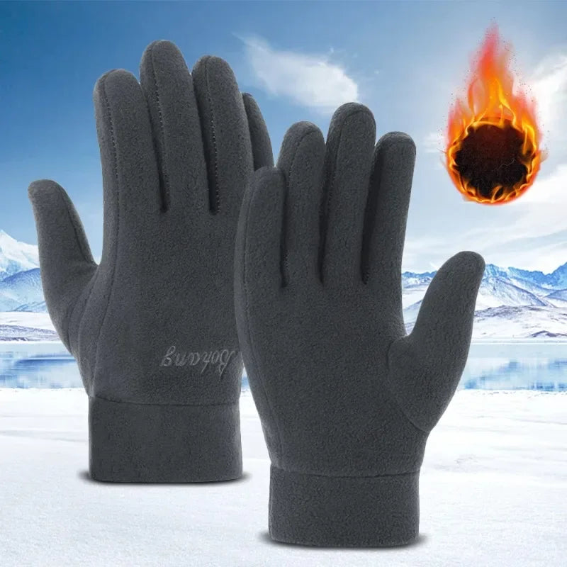 Winter Warm Fleece Gloves for Women Men Thermal Full Finger Gloves Cold Resistance Windproof Outdoor Skiing Cycling Mittens