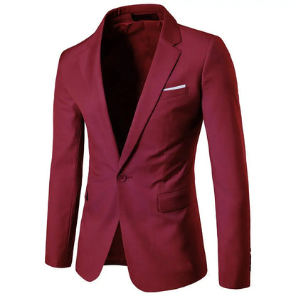 Men Blazer Single Button Cardigan Full Sleeve Slim Fit Turn Down Collar Top Blazer Solid Smart Casual Outwear Spring 2025