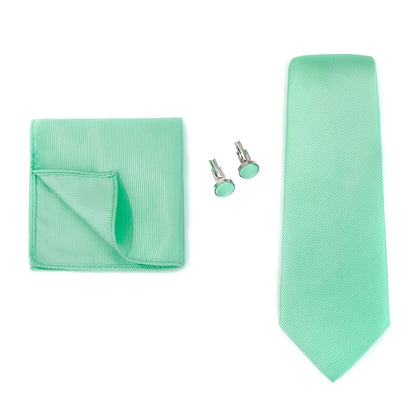 Necktie Fashion Brand Handmade Solid Necktie Handkerchief Cufflinks Set For Men Ties Suit Shirts Wedding Accessories Man Gifts