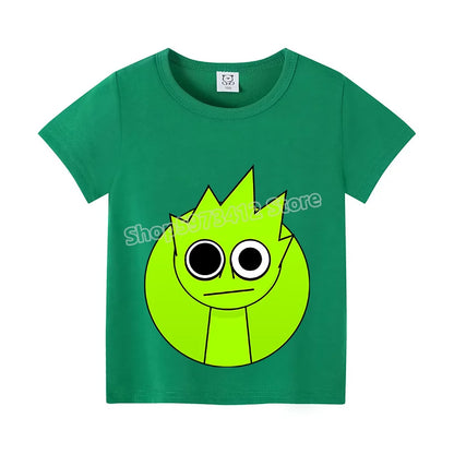 Sprunki Kids T-shirt Summer Children Incredibox Game Cotton Short Sleeve Top Boy Anime Fashion Cute Tee Girl Casual Clothes Gift
