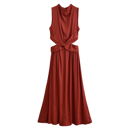 Spring Summer Ruched Dress Women's Sleeveless Backless Long Dresses Party Evening Midi Dresses Vestidos s Backless Long Dresses