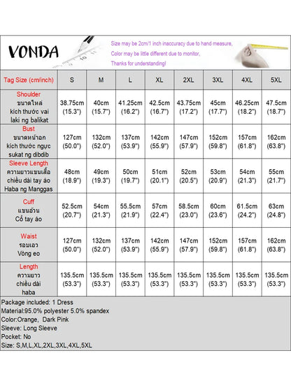 Plus Size VONDA Women Foral Printing Bohemian Maxi Dress 2025 Causal Puff Sleeve Sundress Holiday Eelgant Vestido NO Tassel