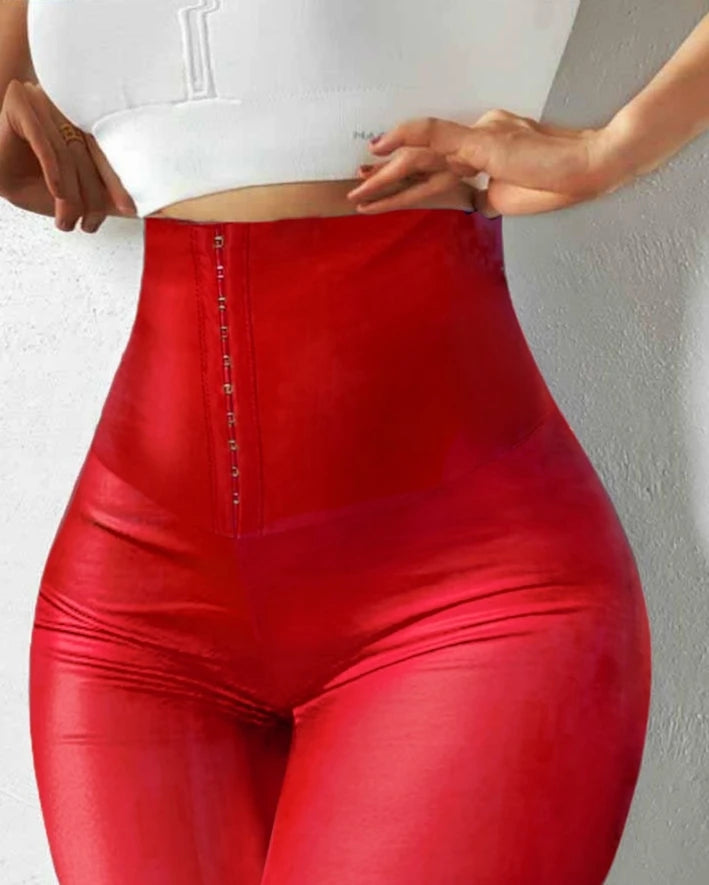 High Waist Tummy Control Butt Lifting Yoga Skinny Pants ew fashion elegant women's leather pants casual trouser bottom