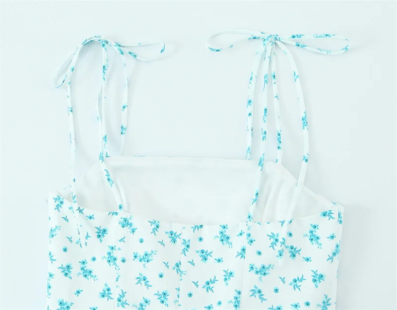 Women's Dresses Spring 2025 New Floral Print Mini Dress Sexy Suspenders Fresh and Sweet Girl Summer Mint Cool 4661382